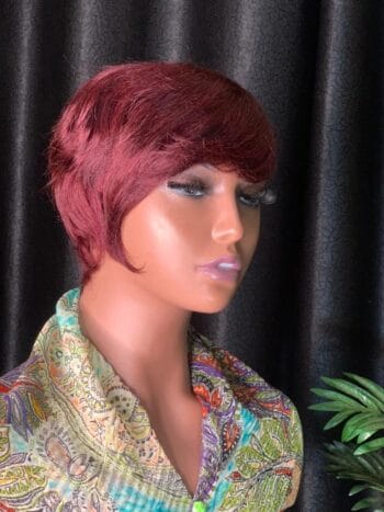 💯 human hair pixie cut wig (Burgundy)