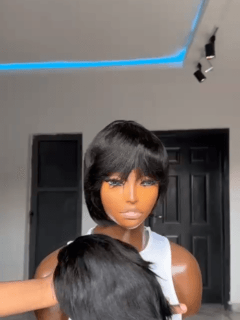 💯human hair pixie cut wig