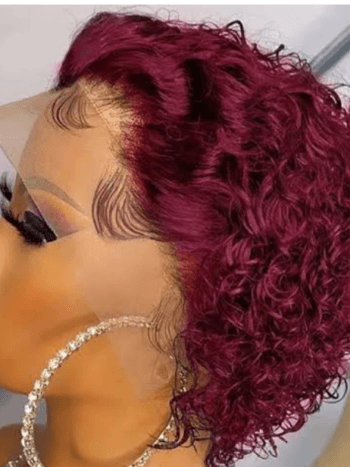 💯human hair 13by1 frontal Jerry curl Tiwa wig ( Burgundy)