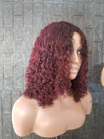 Burgundy color budget pixie curls