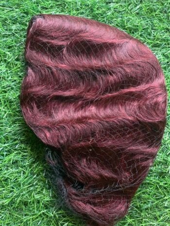 💯 human hair Burgundy color finger waves wig
