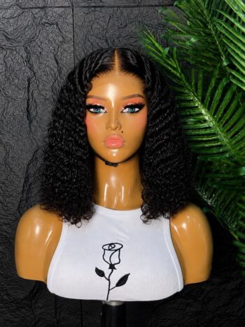 💯 human hair Full Closure Jerry Curls Wig 14 Inches