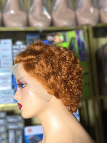 100% Human Hair Full Frontal Jerry Curls Wig (Ginger)