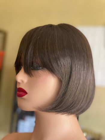 💯 human hair closure fringe cropped bob( brown)