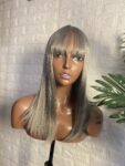 14 inches grey closure fringe wig