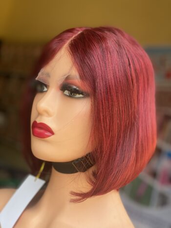 100 human hair 10 inches Kim k closure bob (Burgundy)