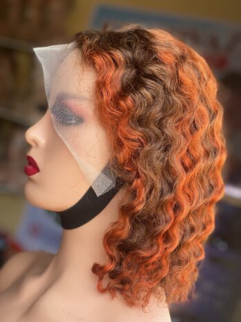 💯 human hair full frontal ginger piano deep wave 12 inches