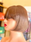 💯human hair fringe cropped bob (color 6)
