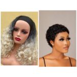 Super soft blend two tone band wig+ human hair mini Jerry curls