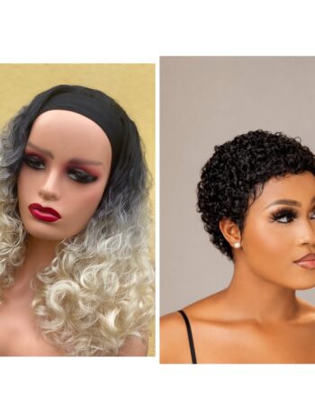 Super soft blend two tone band wig+ human hair mini Jerry curls
