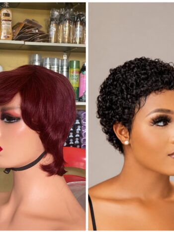 💯human hair burgundy skull cap + mini Jerry curls