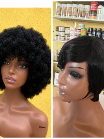 Soft bulky Afro + 💯 human hair skull cap