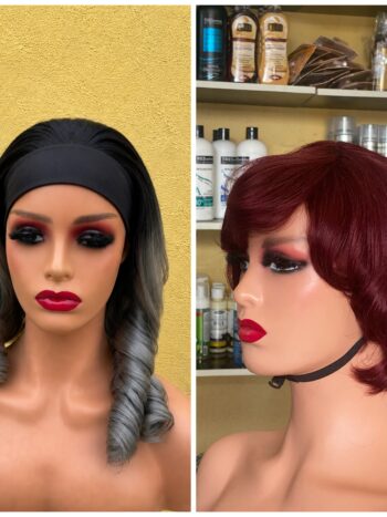 Super soft band wig + 💯human hair burgundy skull cap