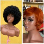 Soft bulky Afro + 💯human hair ginger skull cap