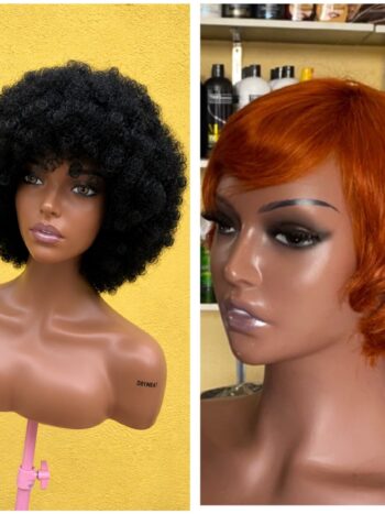 Soft bulky Afro + 💯human hair ginger skull cap