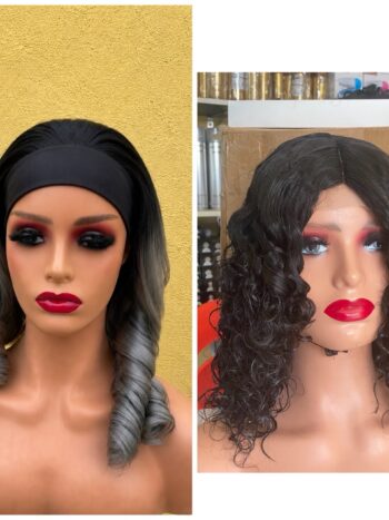 Super soft T/grey band wig + soft closure curls