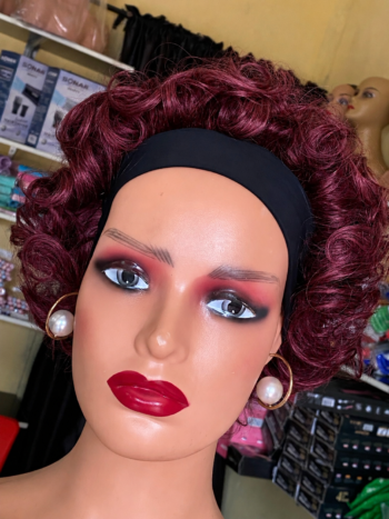 💯 human hair DD burgundy bounce band wig