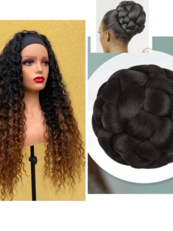 Two tone band wig and hair bun combo