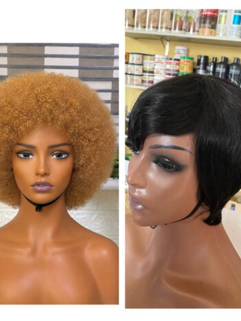 Color 30 soft bulky Afro + 💯 human hair Natural color skull cap