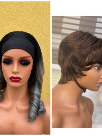 T/grey band wig and 💯 human hair color 4 skull cap