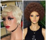 💯 human hair blonde skull cap + color 33 Afro