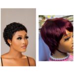 Human hair mini jc + 💯 human hair burgundy skull cap