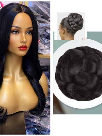 Soft Closure bounce blend wig + weaved hair bun